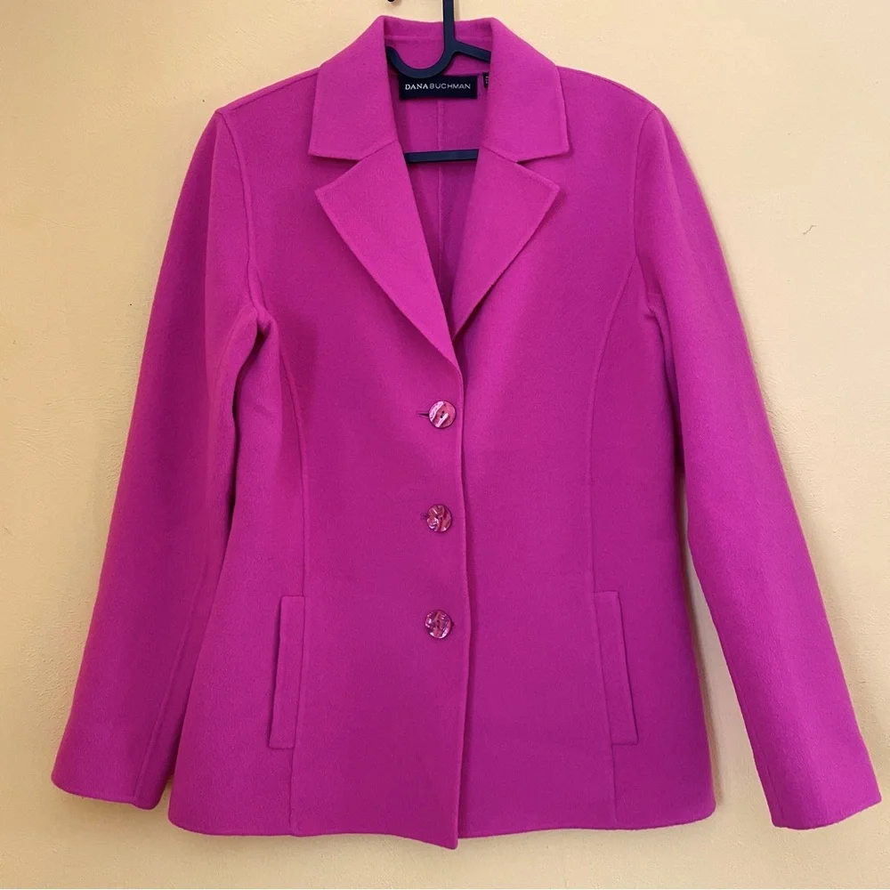 Dana Bachman Fuchsia Wool Jacket Sz-6 - Picture 1 of 8